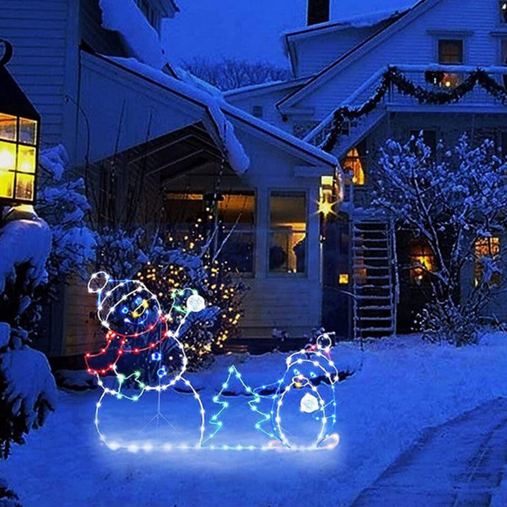 Animated LED Snowball Fight Light | Outdoor Snowman &amp; Penguin Christmas Decor