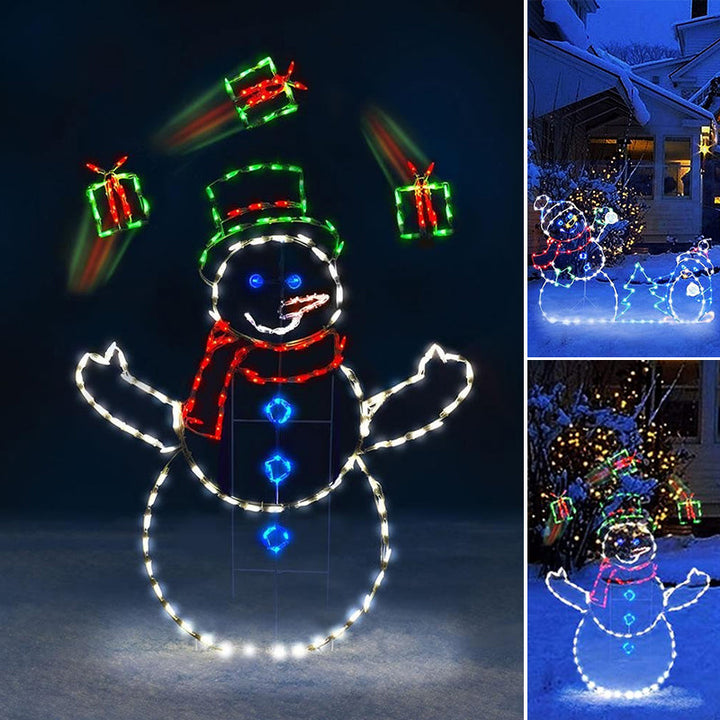 Animated LED Snowball Fight Light | Outdoor Snowman &amp; Penguin Christmas Decor