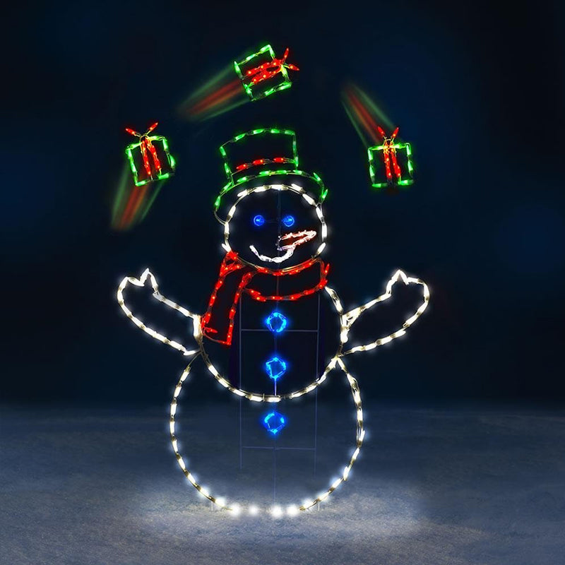Animated LED Snowball Fight Light | Outdoor Snowman &amp; Penguin Christmas Decor