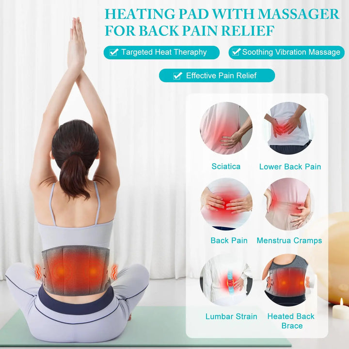 Heated Back Massager Belt with Red Light and 5 Heat Levels – Harwelton