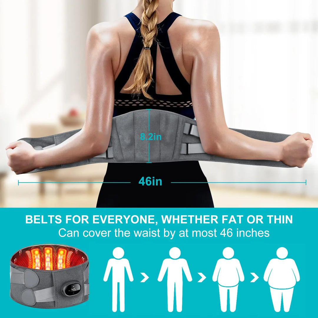 Heated Back Massager Belt with Red Light and 5 Heat Levels – Harwelton
