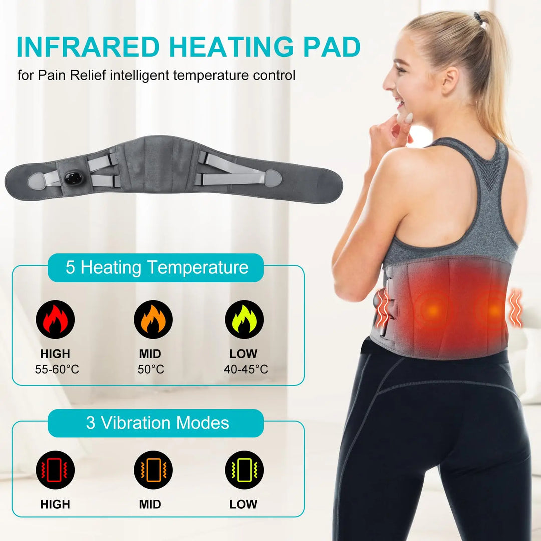 Heated Back Massager Belt with Red Light and 5 Heat Levels – Harwelton