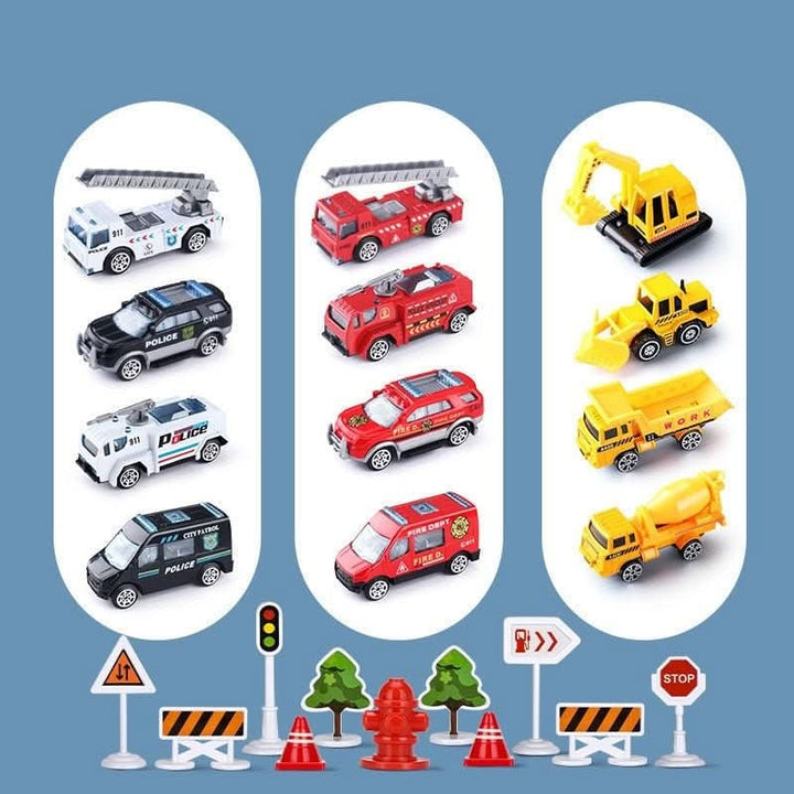 Fold-Out Toy Aeroplane Playset with Working Crane and Mini Cars
