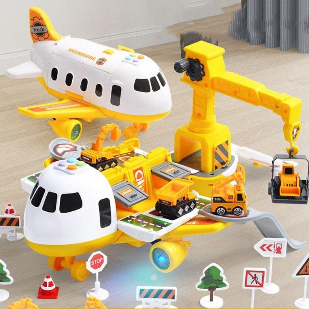 Toy Cargo Aeroplane Playset with Lights, Sounds and Die-Cast Cars