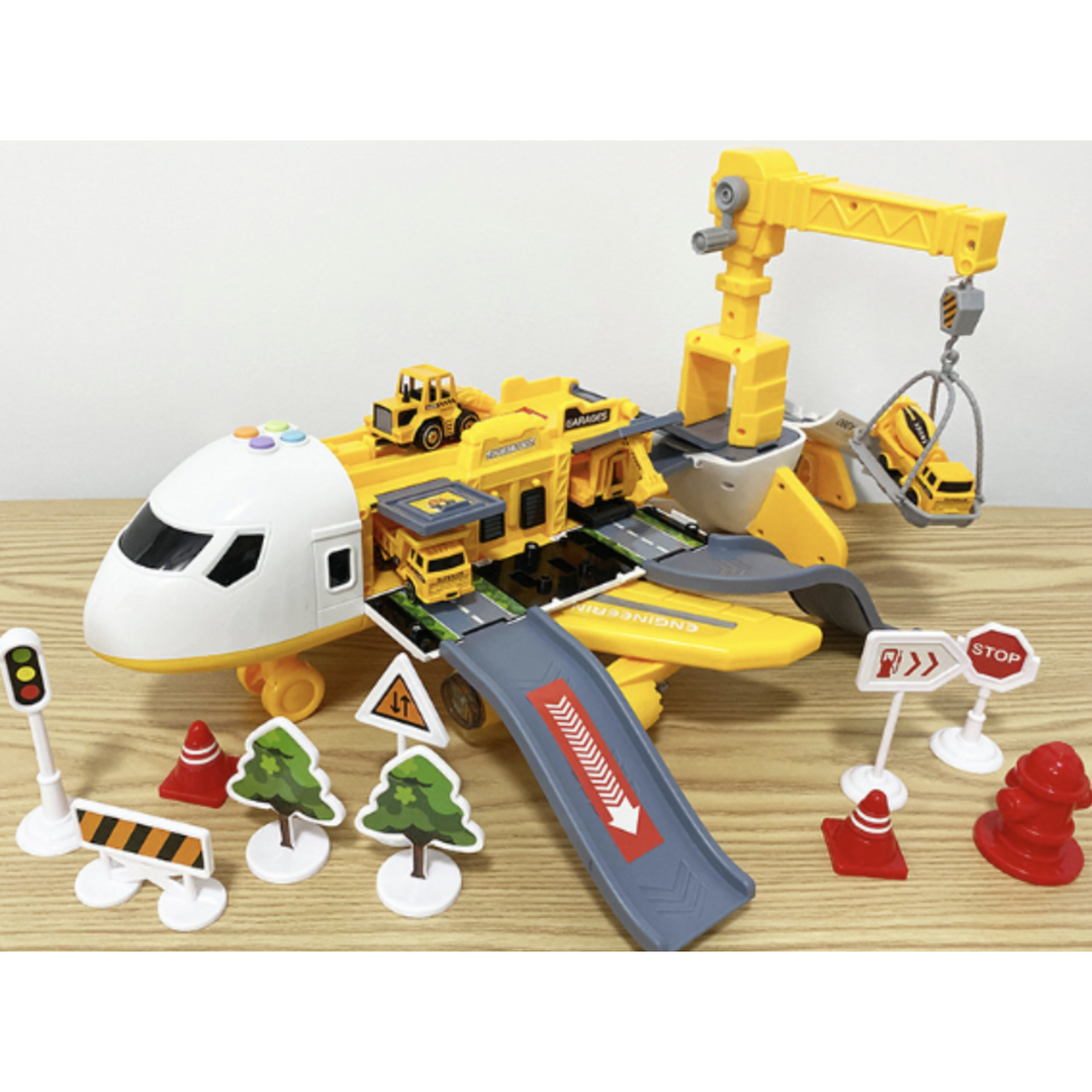 Toy Cargo Aeroplane Playset with Lights, Sounds and Die-Cast Cars