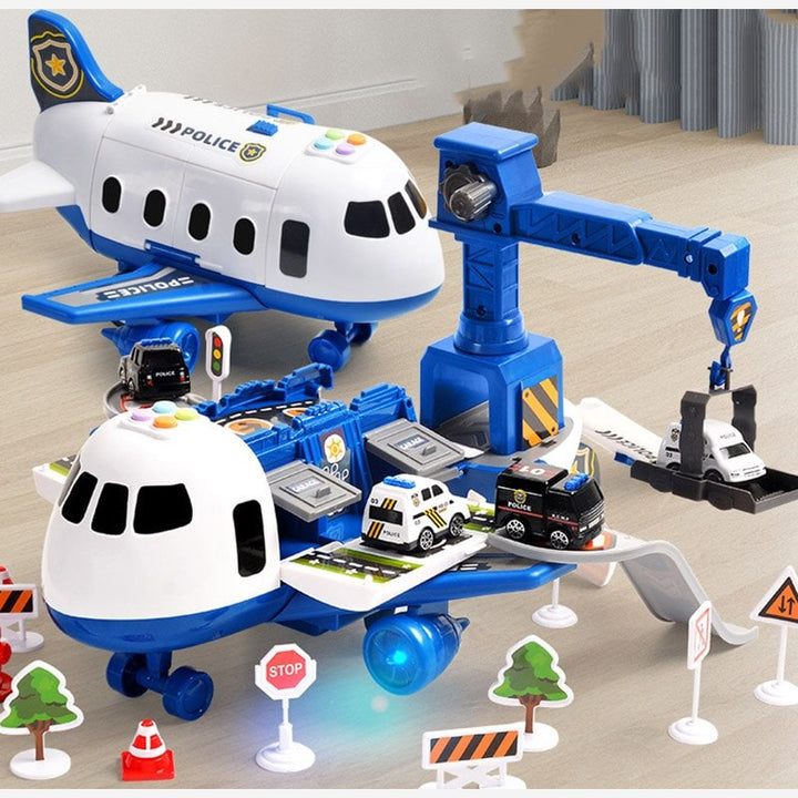 Toy Cargo Aeroplane Playset with Lights, Sounds and Die-Cast Cars