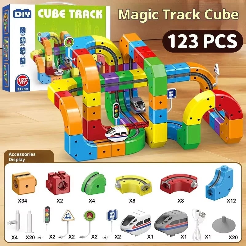Electric Building Block Train Set with USB Rechargeable Train