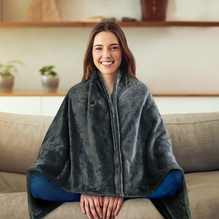 Harwelton™ Wearable USB Heated Blanket with Zip &amp; Fleece Wrap