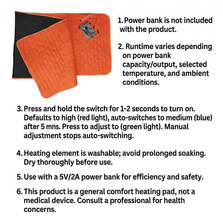 Harwelton™ 5-Zone USB Heated Pad with 30-Second Warm-Up