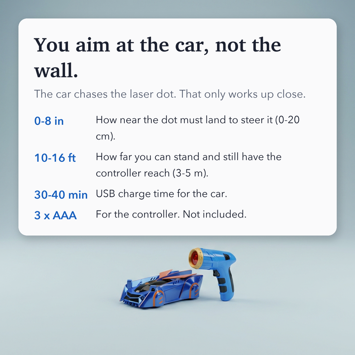 Wall Climbing RC Car with Laser Pointer and USB Charging