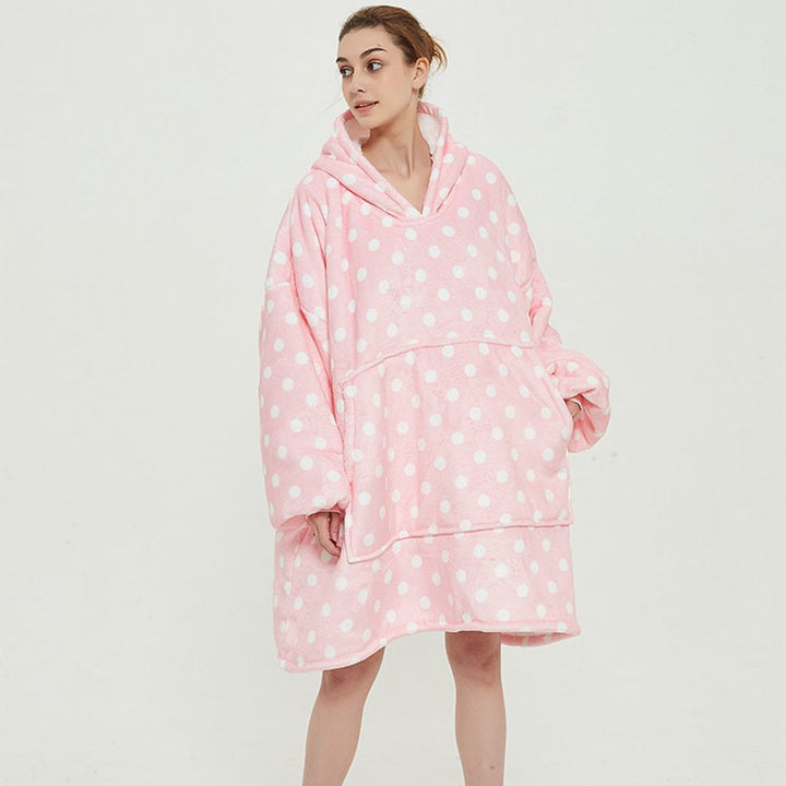 Harwelton™ Sherpa-Lined Blanket Hoodie with Fun Prints and Knee-Length Fit