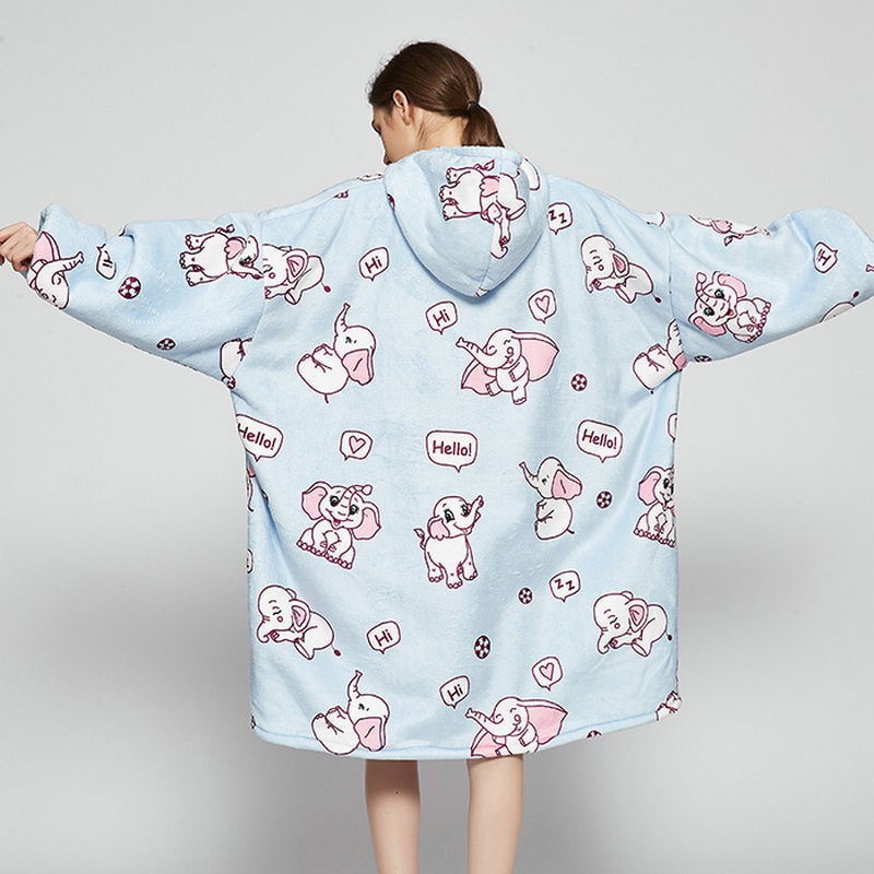 Harwelton™ Sherpa-Lined Blanket Hoodie with Fun Prints and Knee-Length Fit