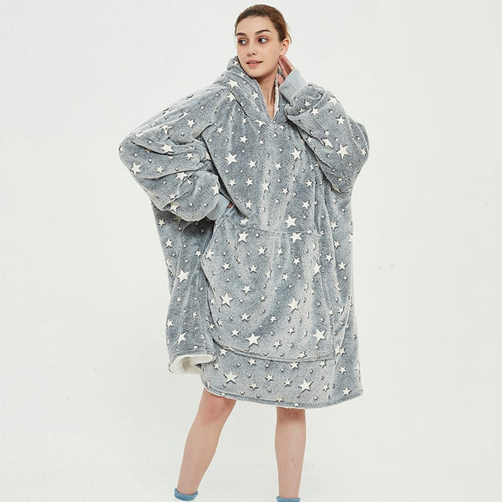 Harwelton™ Sherpa-Lined Blanket Hoodie with Fun Prints and Knee-Length Fit