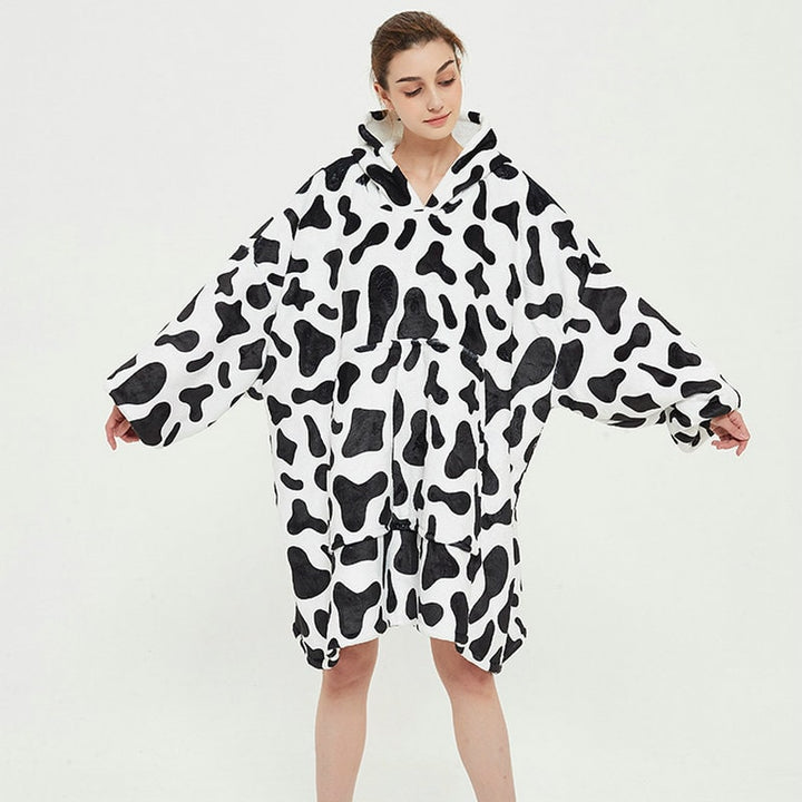 Harwelton™ Sherpa-Lined Blanket Hoodie with Fun Prints and Knee-Length Fit