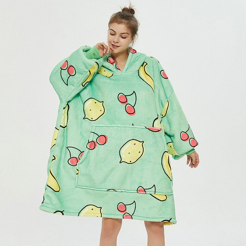 Harwelton™ Sherpa-Lined Blanket Hoodie with Fun Prints and Knee-Length Fit