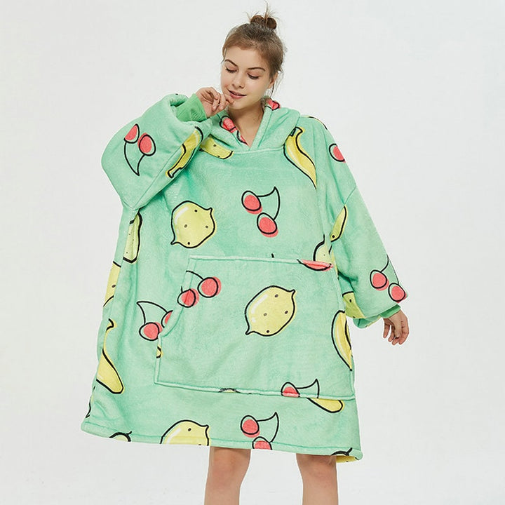 Harwelton™ Sherpa-Lined Blanket Hoodie with Fun Prints and Knee-Length Fit
