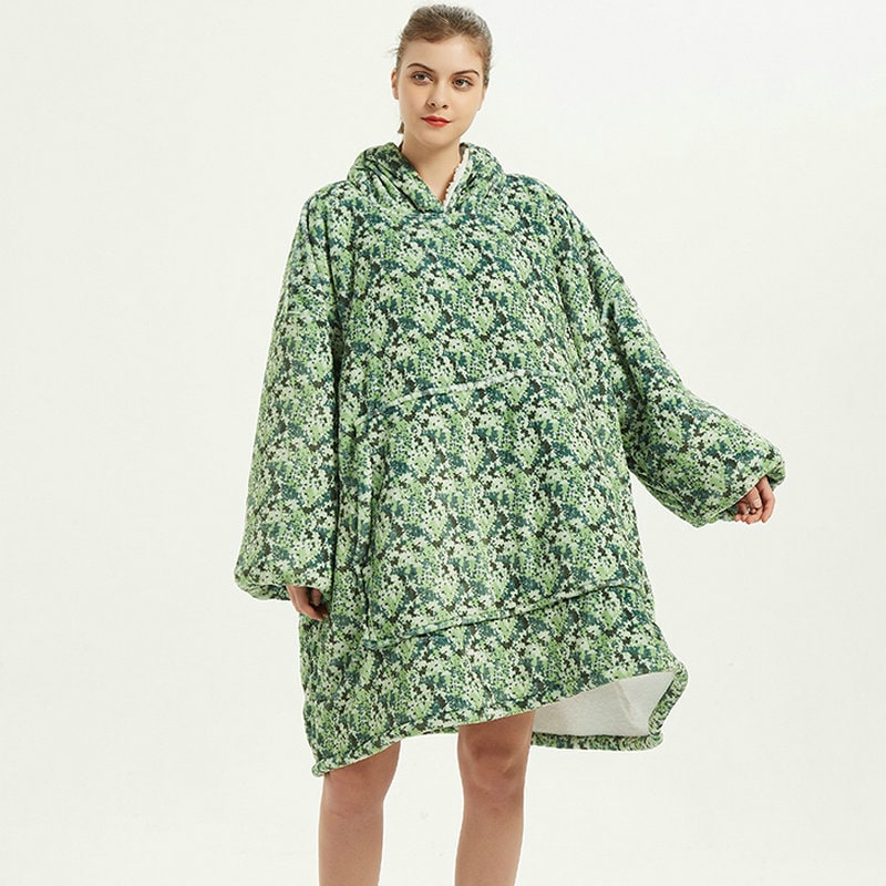 Harwelton™ Sherpa-Lined Blanket Hoodie with Fun Prints and Knee-Length Fit