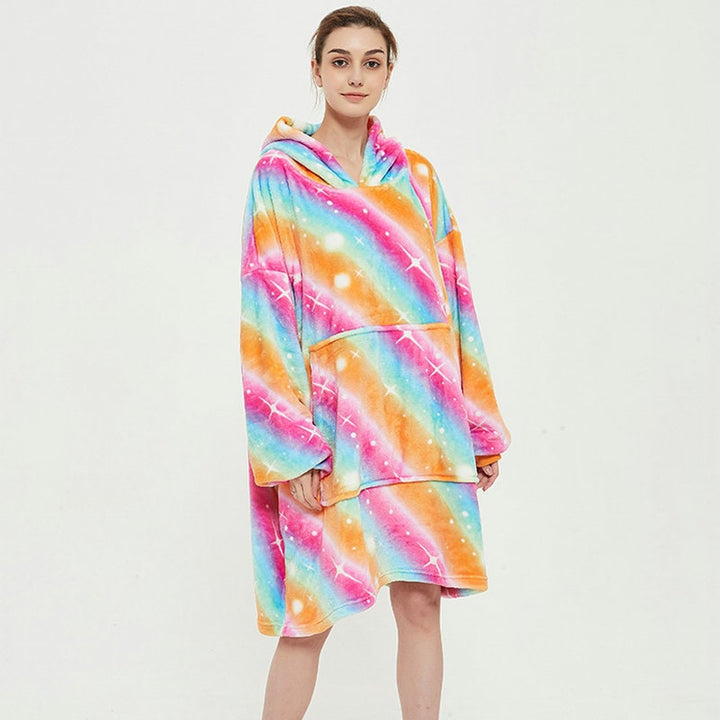 Harwelton™ Sherpa-Lined Blanket Hoodie with Fun Prints and Knee-Length Fit