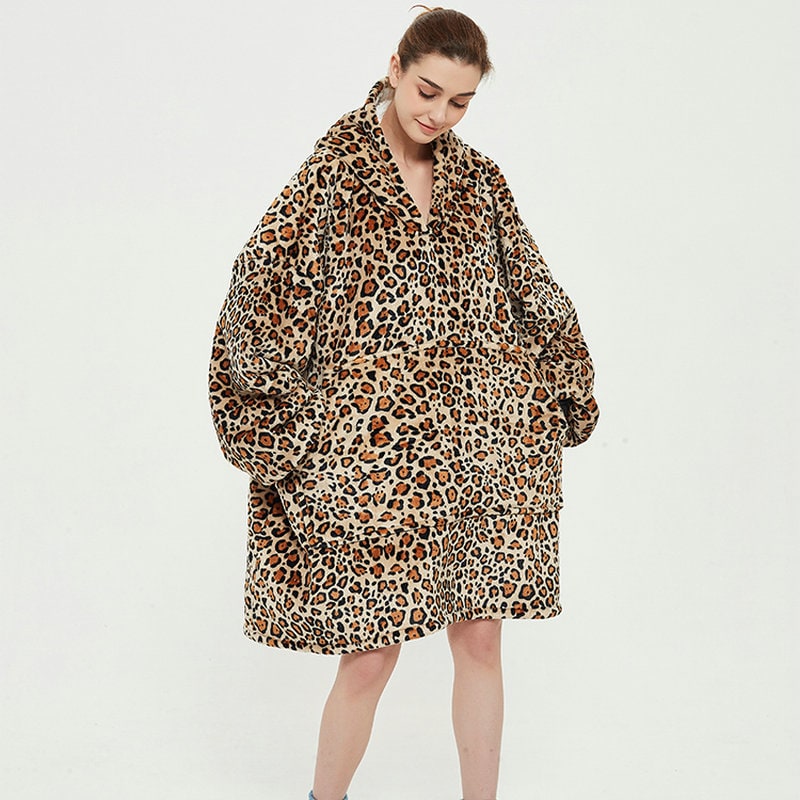 Harwelton™ Sherpa-Lined Blanket Hoodie with Fun Prints and Knee-Length Fit