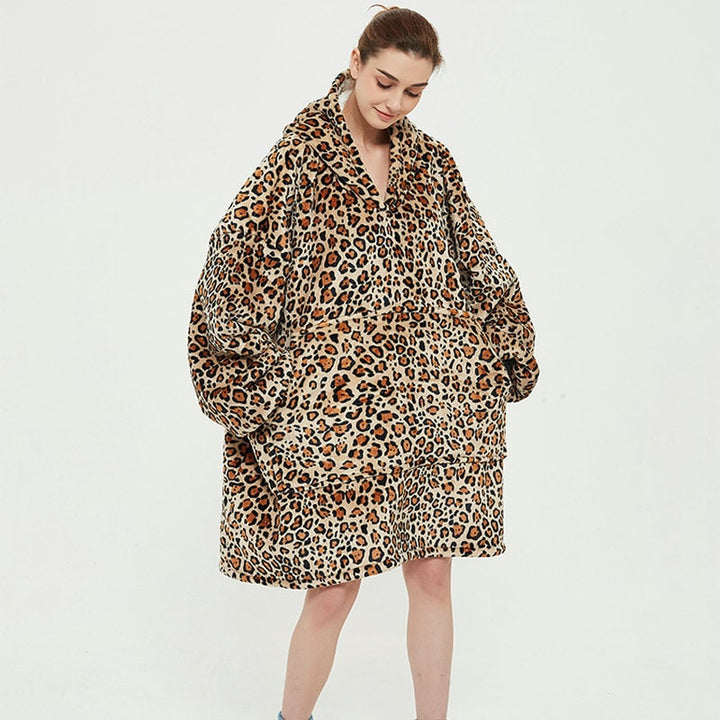 Harwelton™ Sherpa-Lined Blanket Hoodie with Fun Prints and Knee-Length Fit