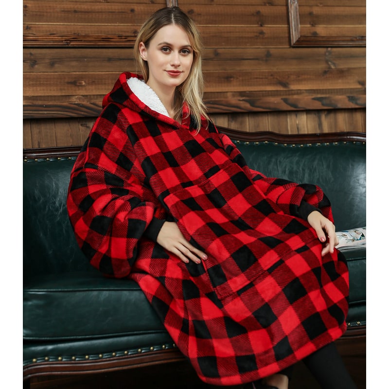 Harwelton™ Sherpa-Lined Blanket Hoodie with Fun Prints and Knee-Length Fit