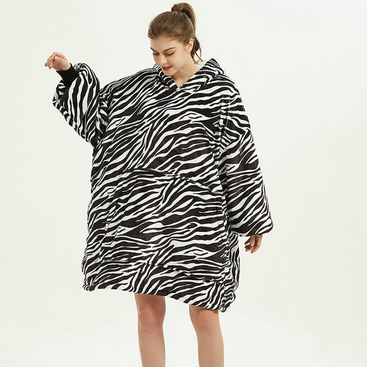 Harwelton™ Sherpa-Lined Blanket Hoodie with Fun Prints and Knee-Length Fit