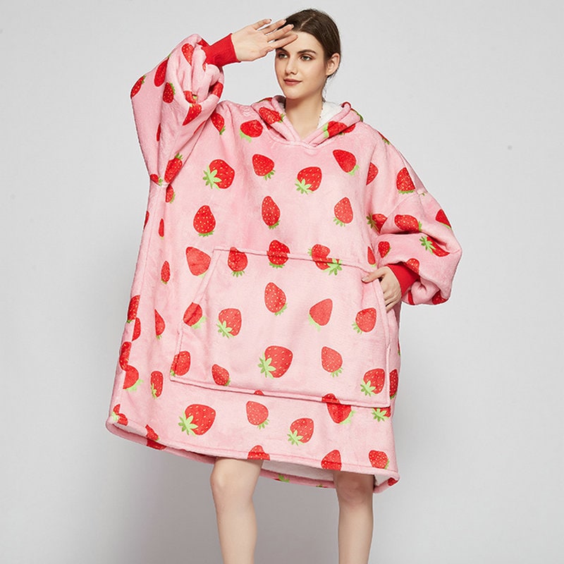 Harwelton™ Sherpa-Lined Blanket Hoodie with Fun Prints and Knee-Length Fit