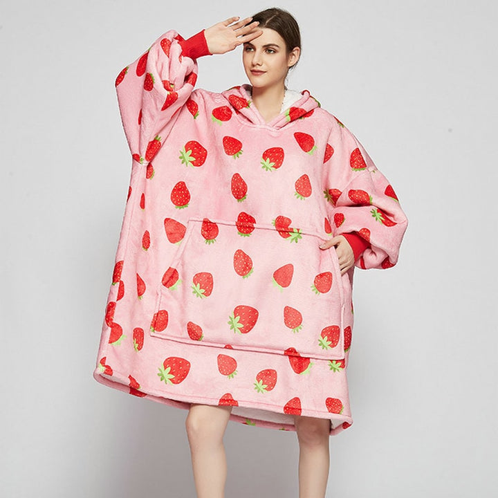 Harwelton™ Sherpa-Lined Blanket Hoodie with Fun Prints and Knee-Length Fit