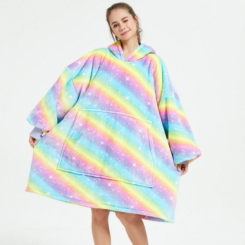 Harwelton™ Sherpa-Lined Blanket Hoodie with Fun Prints and Knee-Length Fit
