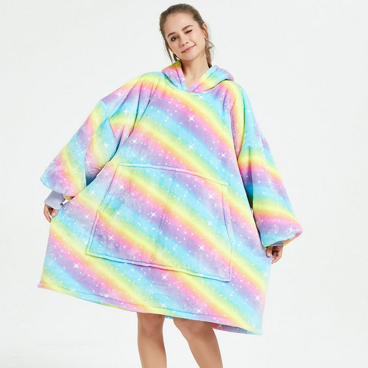 Harwelton™ Sherpa-Lined Blanket Hoodie with Fun Prints and Knee-Length Fit