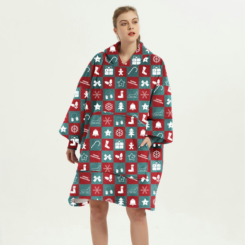 Harwelton™ Sherpa-Lined Blanket Hoodie with Fun Prints and Knee-Length Fit