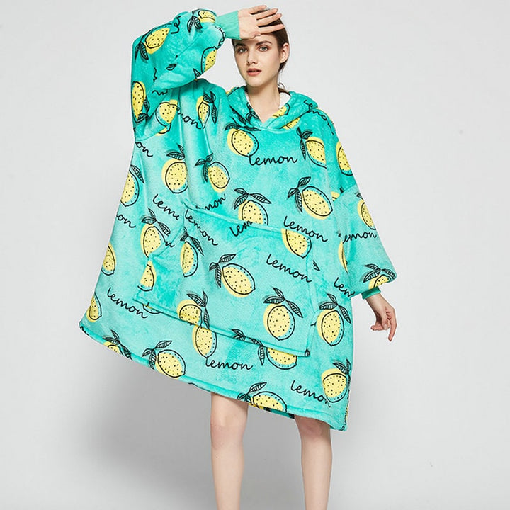 Harwelton™ Sherpa-Lined Blanket Hoodie with Fun Prints and Knee-Length Fit