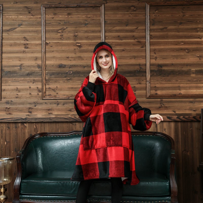 Harwelton™ Sherpa-Lined Blanket Hoodie with Fun Prints and Knee-Length Fit