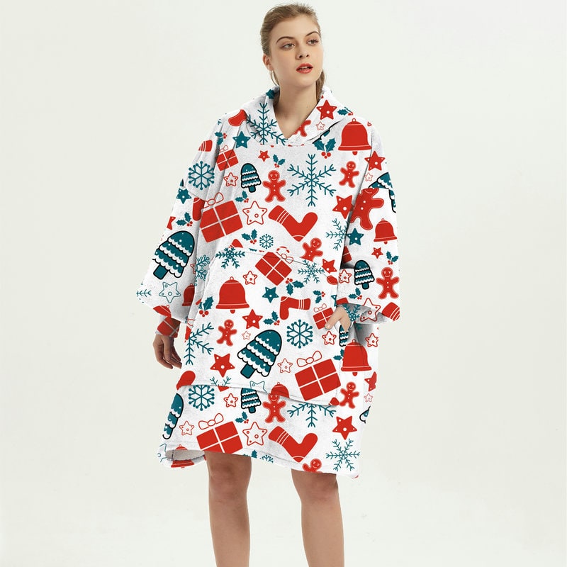 Harwelton™ Sherpa-Lined Blanket Hoodie with Fun Prints and Knee-Length Fit