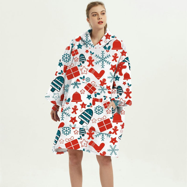 Harwelton™ Sherpa-Lined Blanket Hoodie with Fun Prints and Knee-Length Fit