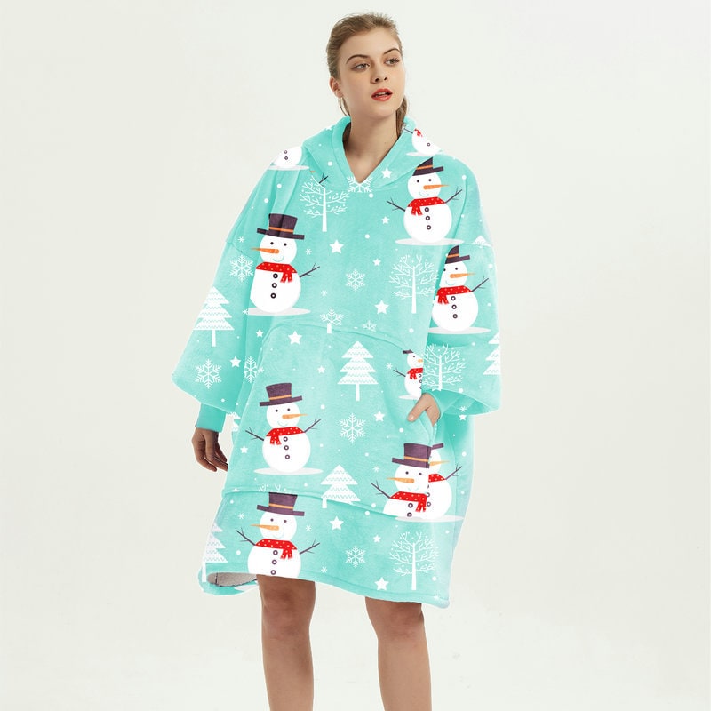 Harwelton™ Sherpa-Lined Blanket Hoodie with Fun Prints and Knee-Length Fit