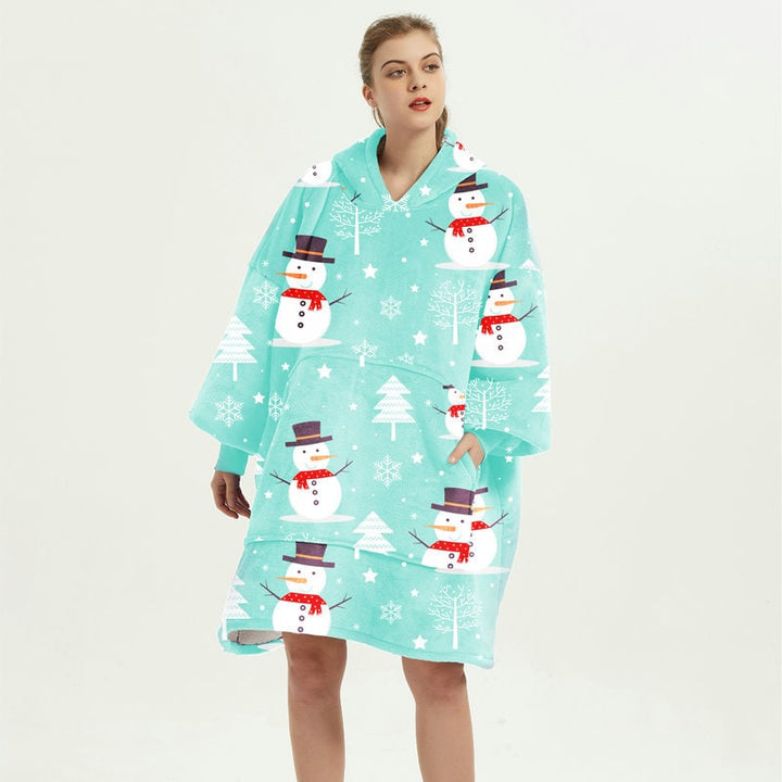 Harwelton™ Sherpa-Lined Blanket Hoodie with Fun Prints and Knee-Length Fit