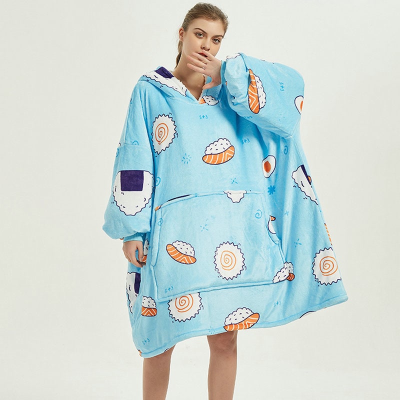 Harwelton™ Sherpa-Lined Blanket Hoodie with Fun Prints and Knee-Length Fit