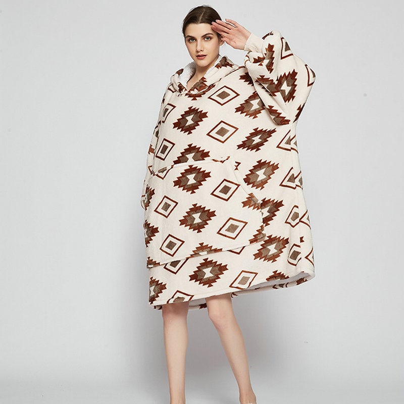 Harwelton™ Sherpa-Lined Blanket Hoodie with Fun Prints and Knee-Length Fit