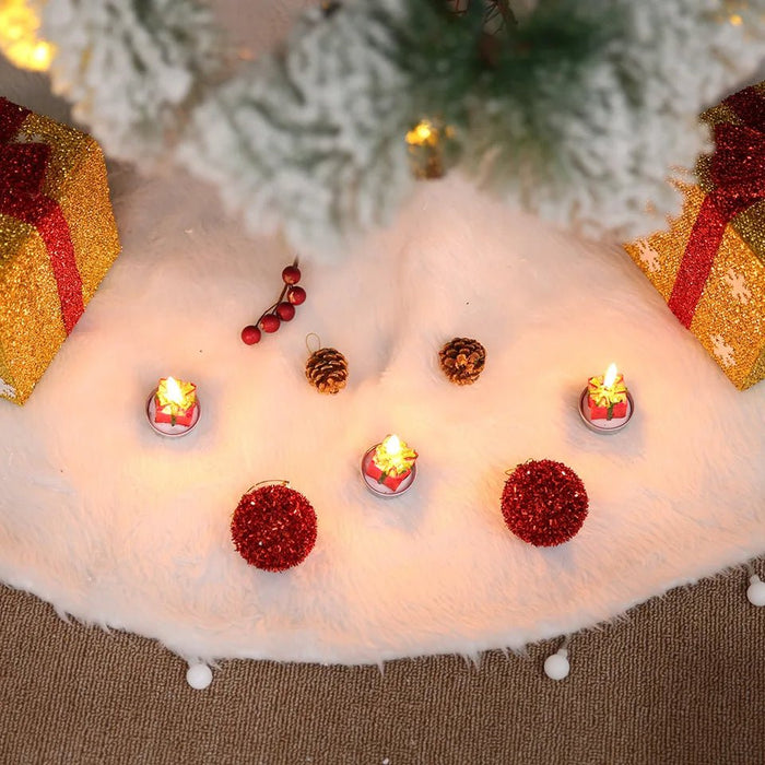 Harwelton™ White Faux Fur Christmas Tree Skirt with Plush Snowy Look