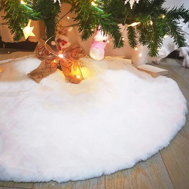 Harwelton™ White Faux Fur Christmas Tree Skirt with Plush Snowy Look