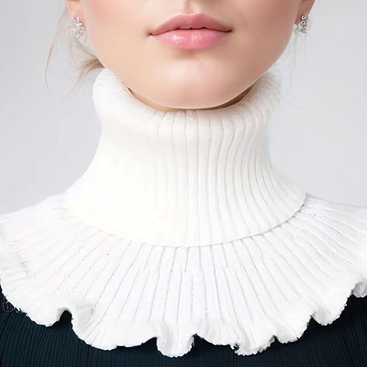 Knitted Turtleneck Collar Scarf – Ruffled Edge, Windproof