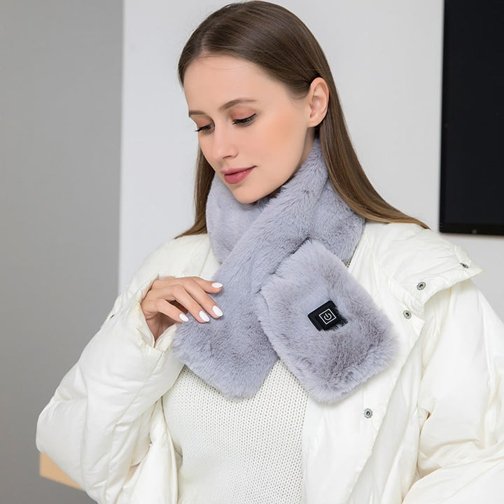 Harwelton™ Faux Fur Heated Scarf with 3 Heat Settings and LED Light