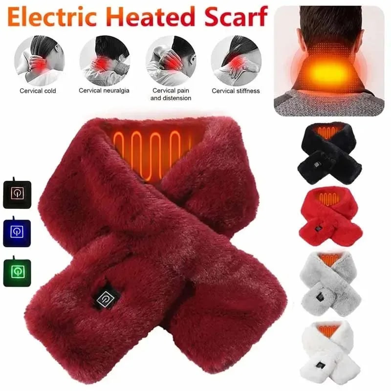 Harwelton™ Faux Fur Heated Scarf with 3 Heat Settings and LED Light