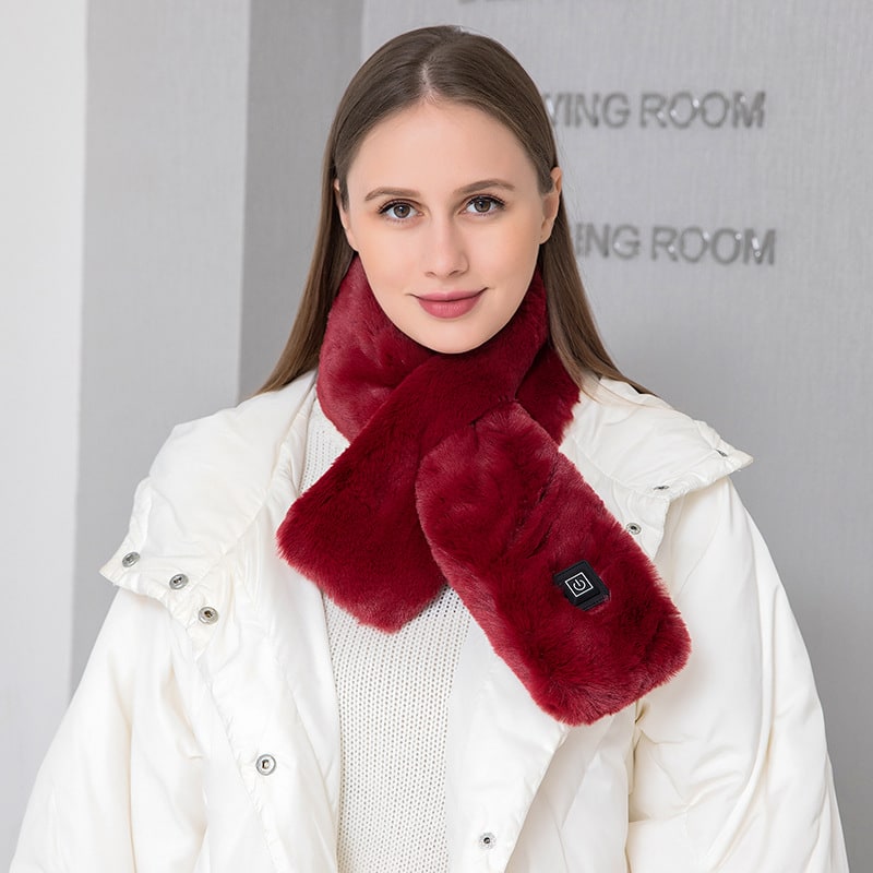 Harwelton™ Faux Fur Heated Scarf with 3 Heat Settings and LED Light