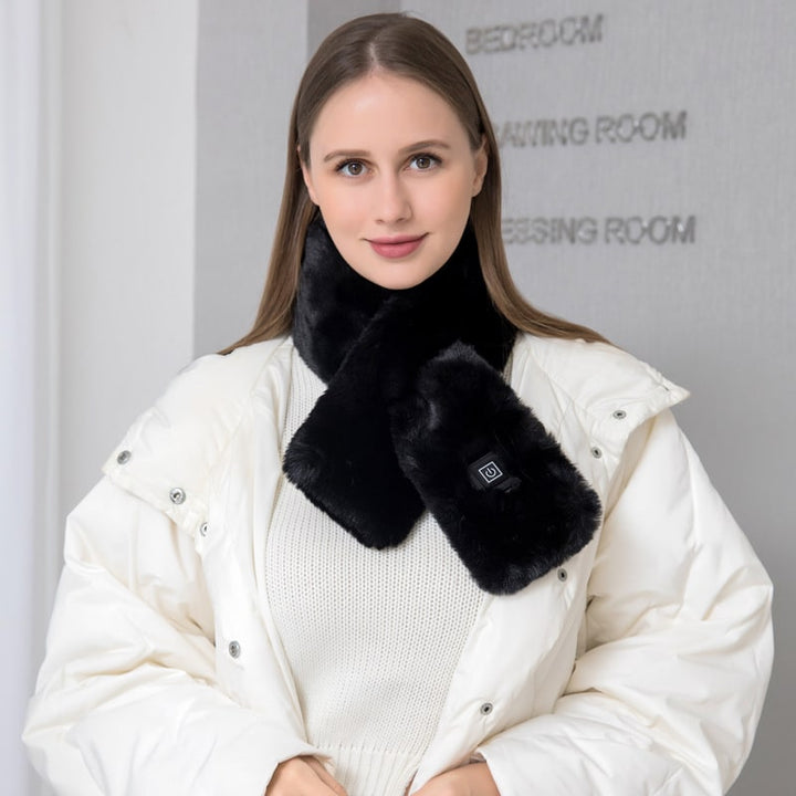 Harwelton™ Faux Fur Heated Scarf with 3 Heat Settings and LED Light