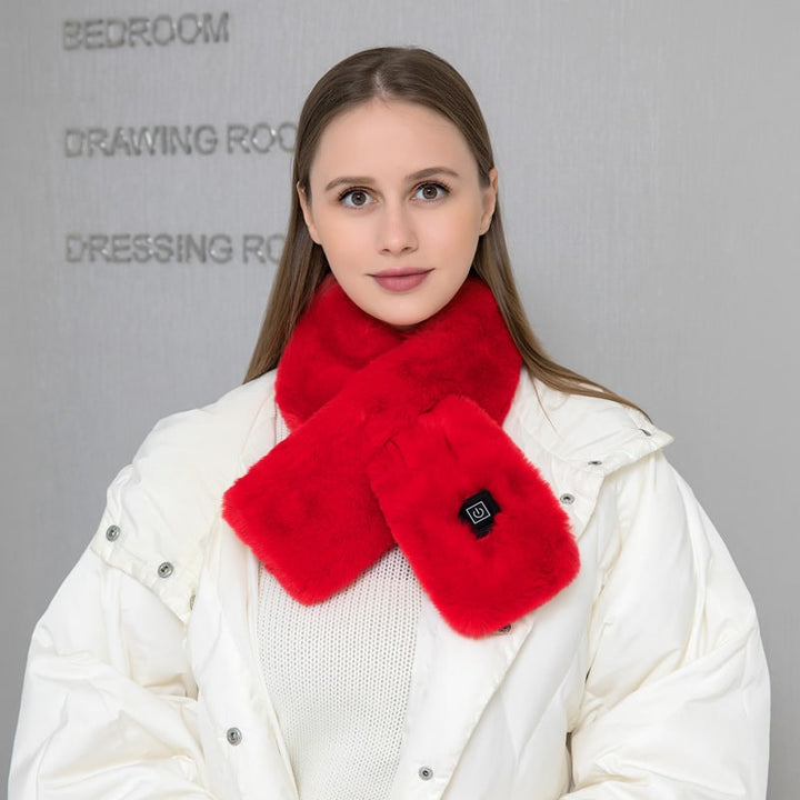 Harwelton™ Faux Fur Heated Scarf with 3 Heat Settings and LED Light